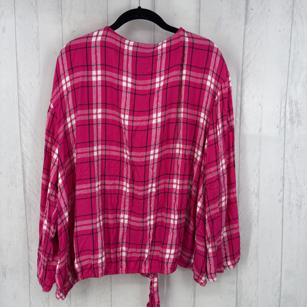 22 plaid button front l/s top
