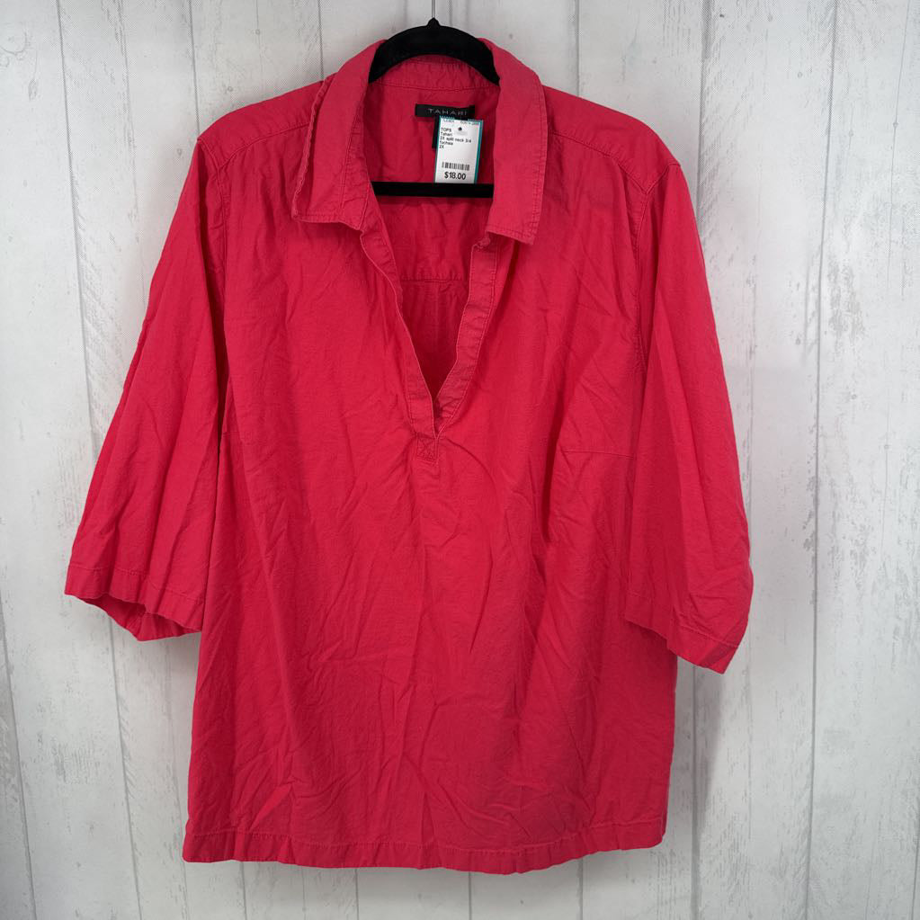 2X split neck 3/4 slv top