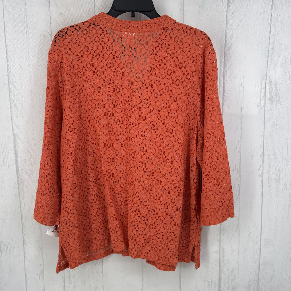 16w lace button down 3/4 slv top