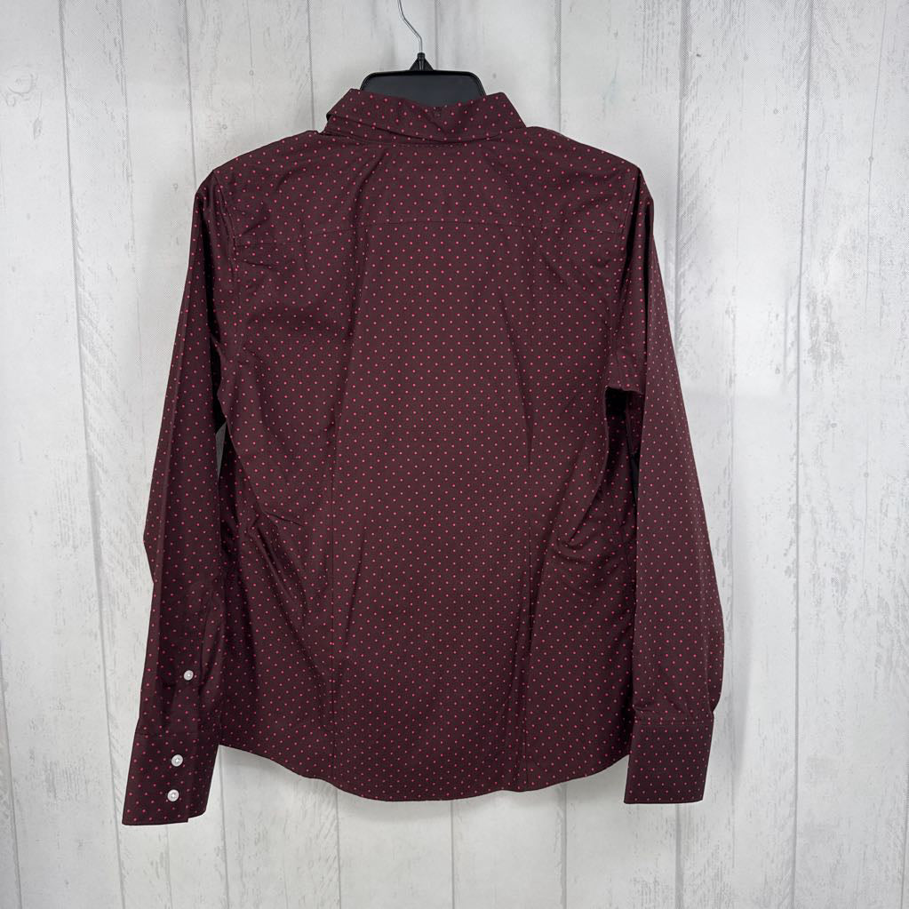 6 polka dot button down l/s top