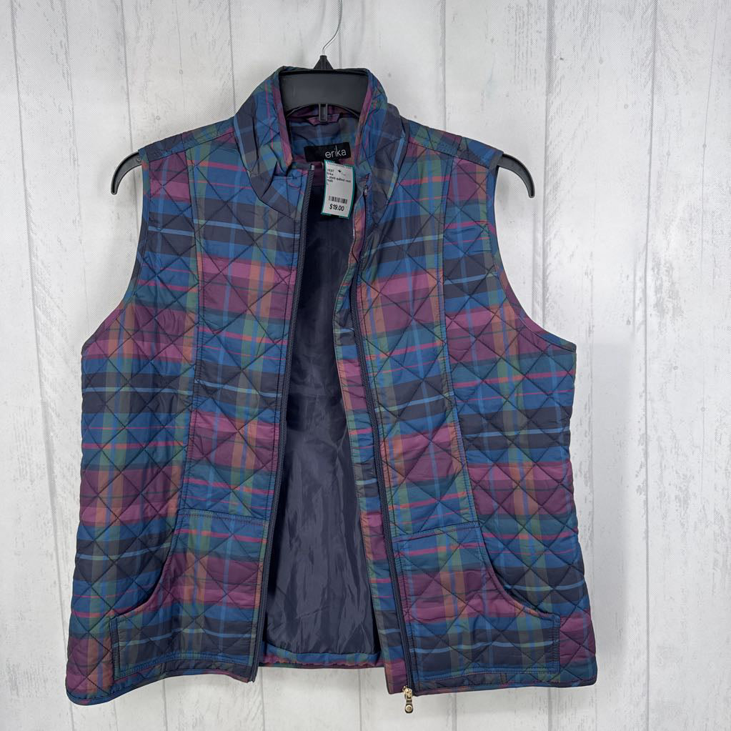 L plaid quilted vest