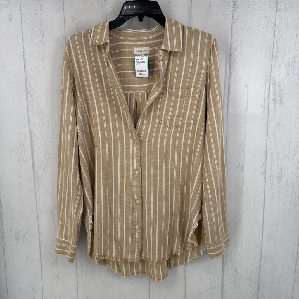 S striped button down l/s top