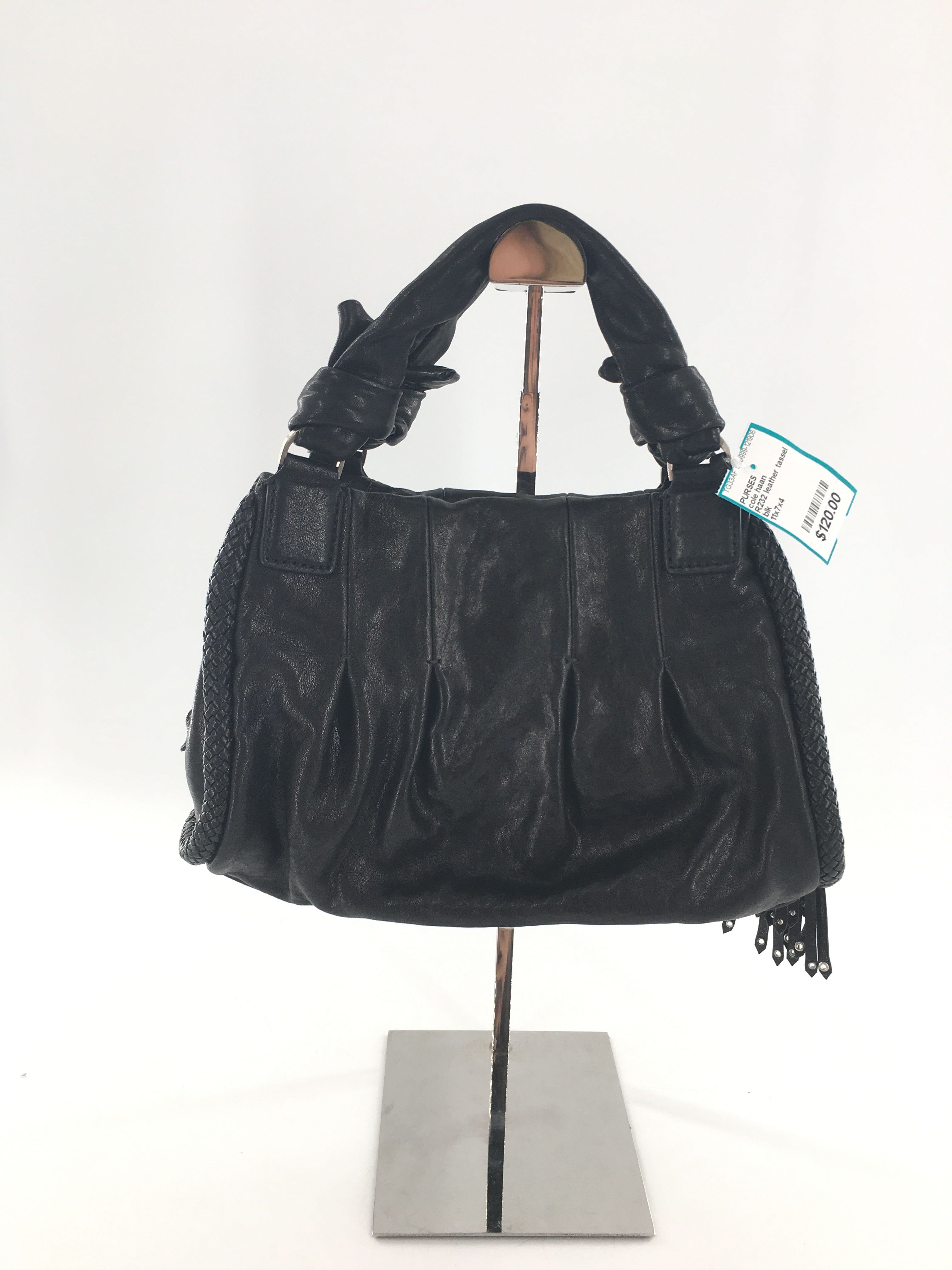 R232 leather tassel handbag