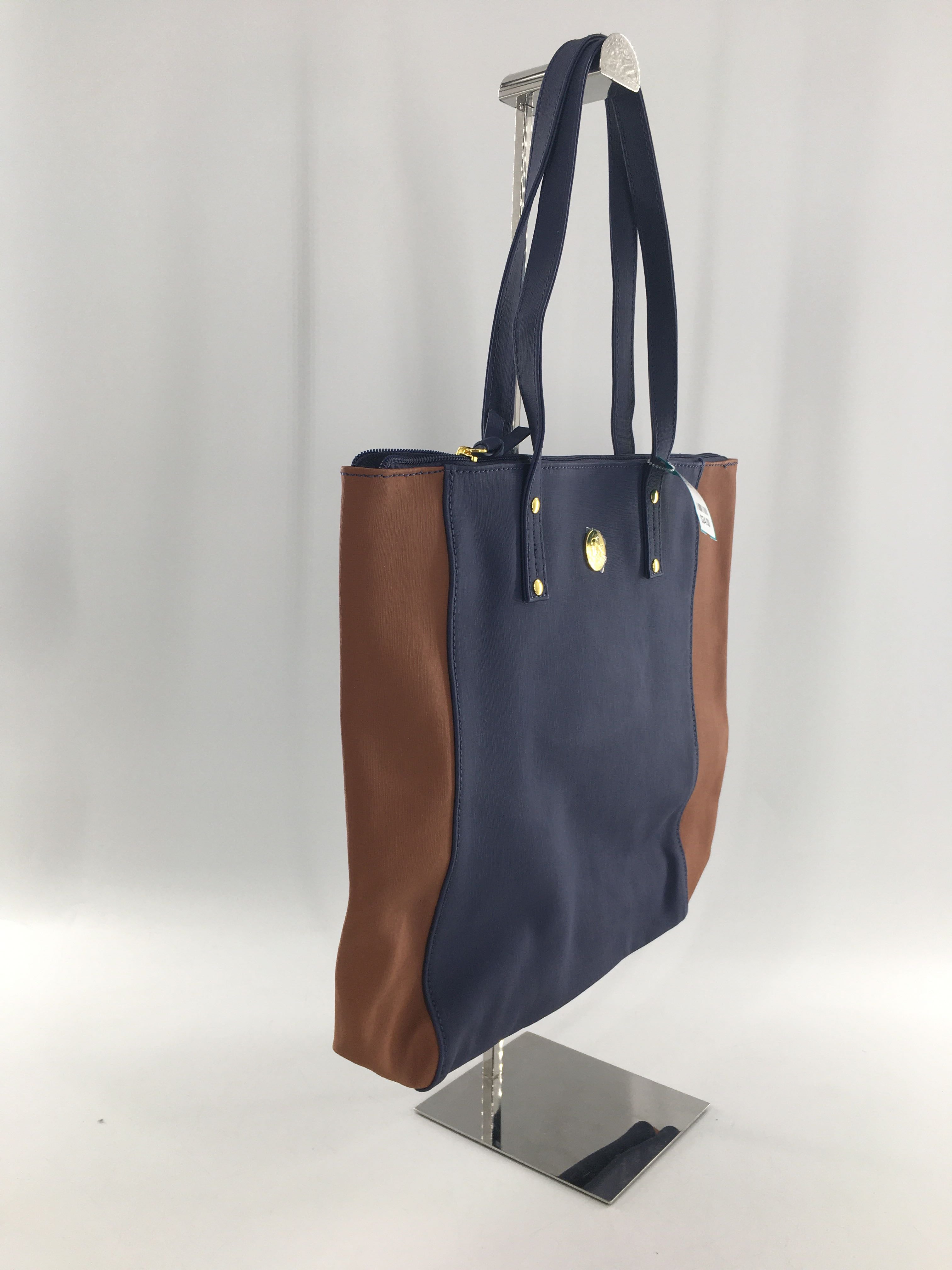 leather colorblock tote