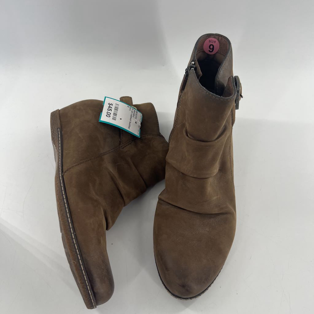 9 oil rubbed leather wedge heel bootie