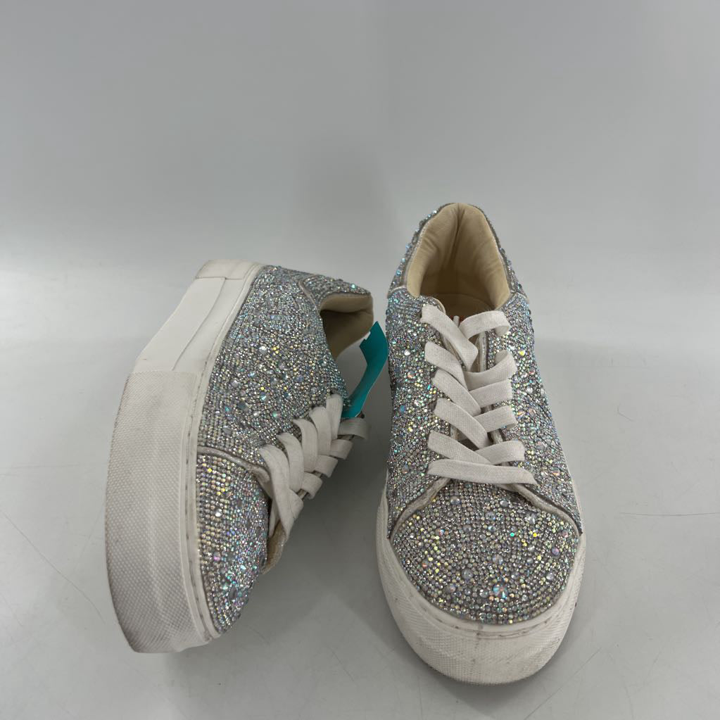 8.5 rhinestone embelished lace-up sneaker