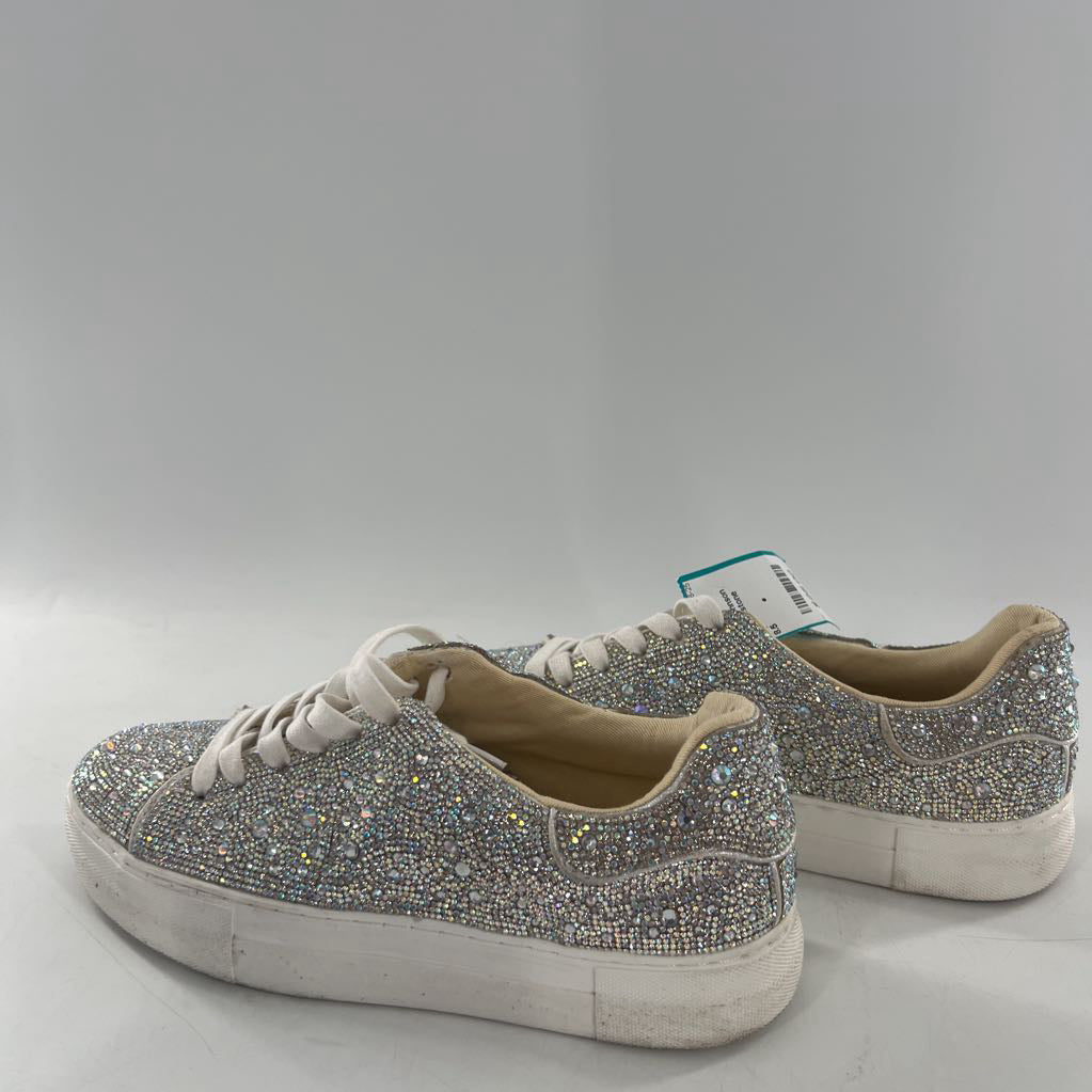 8.5 rhinestone embelished lace-up sneaker