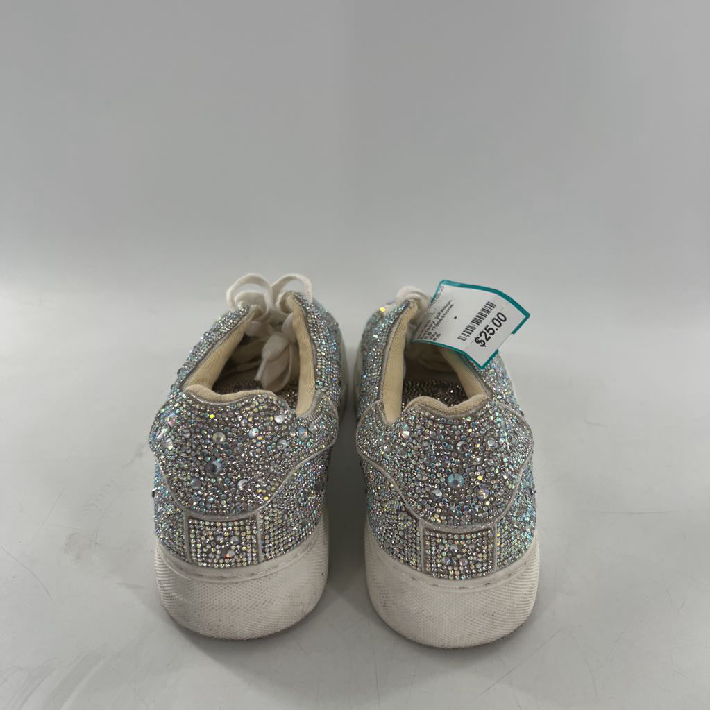 8.5 rhinestone embelished lace-up sneaker