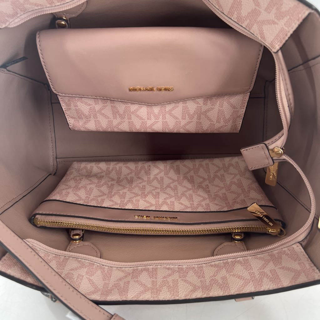 3-in-1 monogram zip top tote w/ clutch & pouch