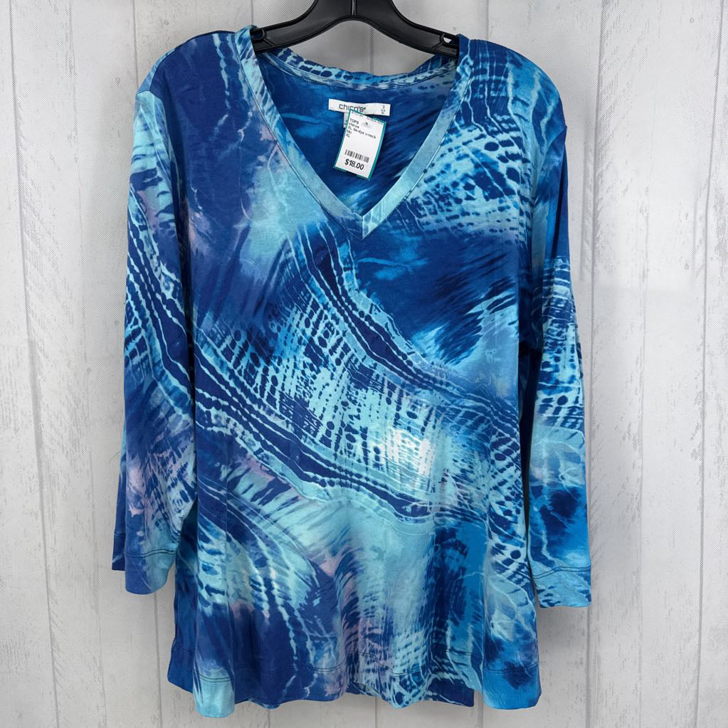 XL tie-dye v-neck 3/4 slv tee