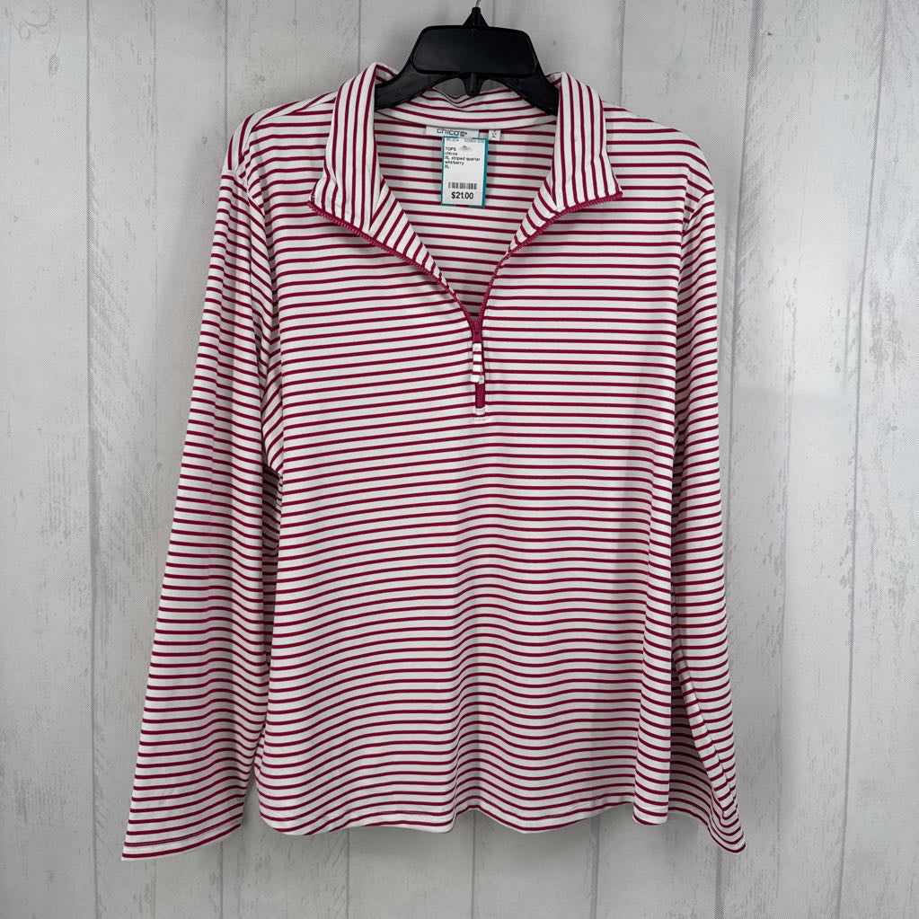 XL striped quarter zip l/s top