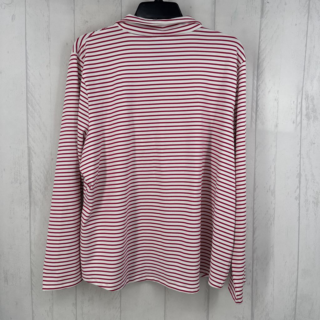 XL striped quarter zip l/s top