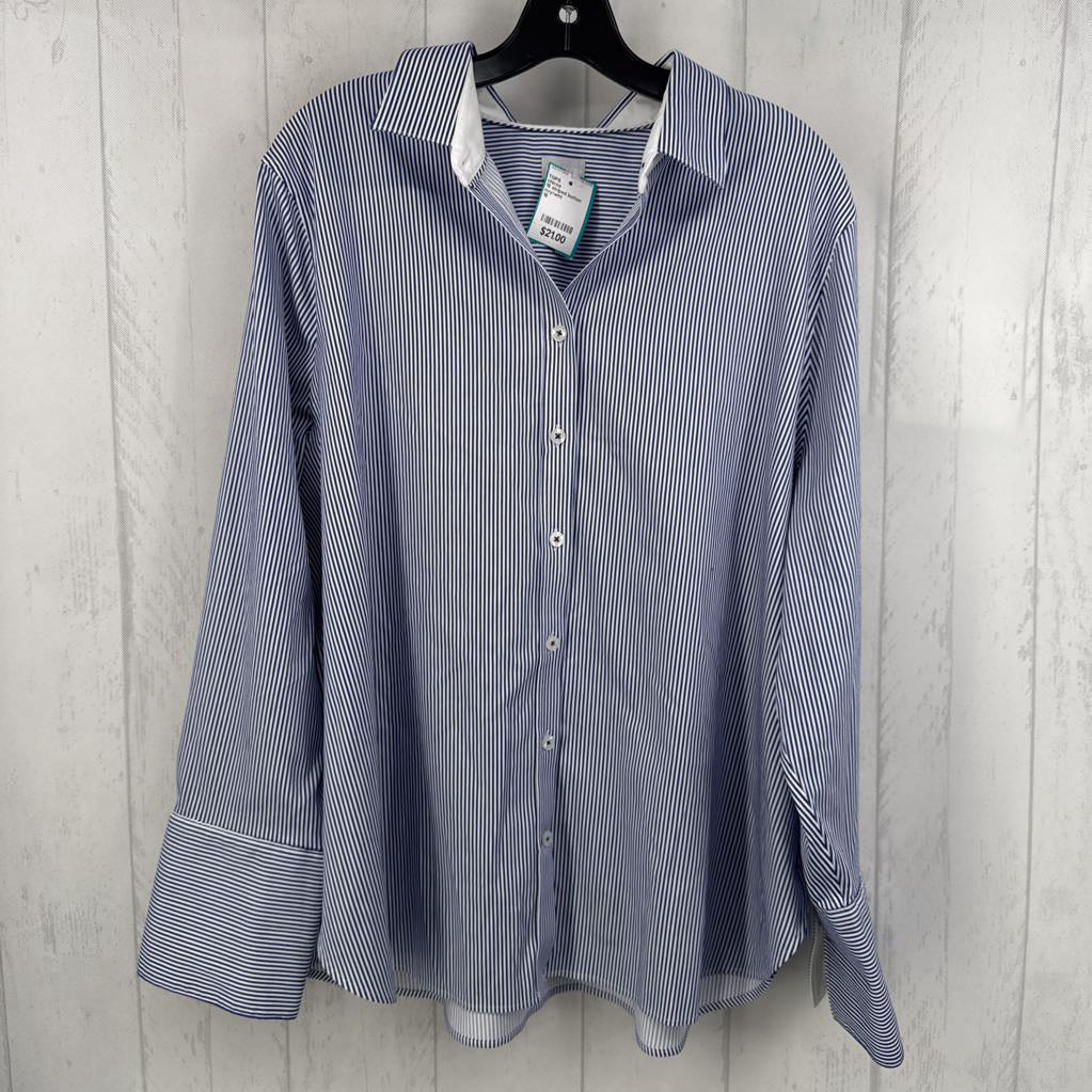 18 striped button down l/s top