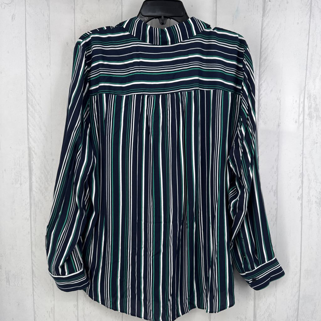 18 striped button down l/s top