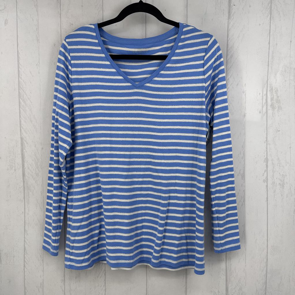 1X striped v-neck l/s tee