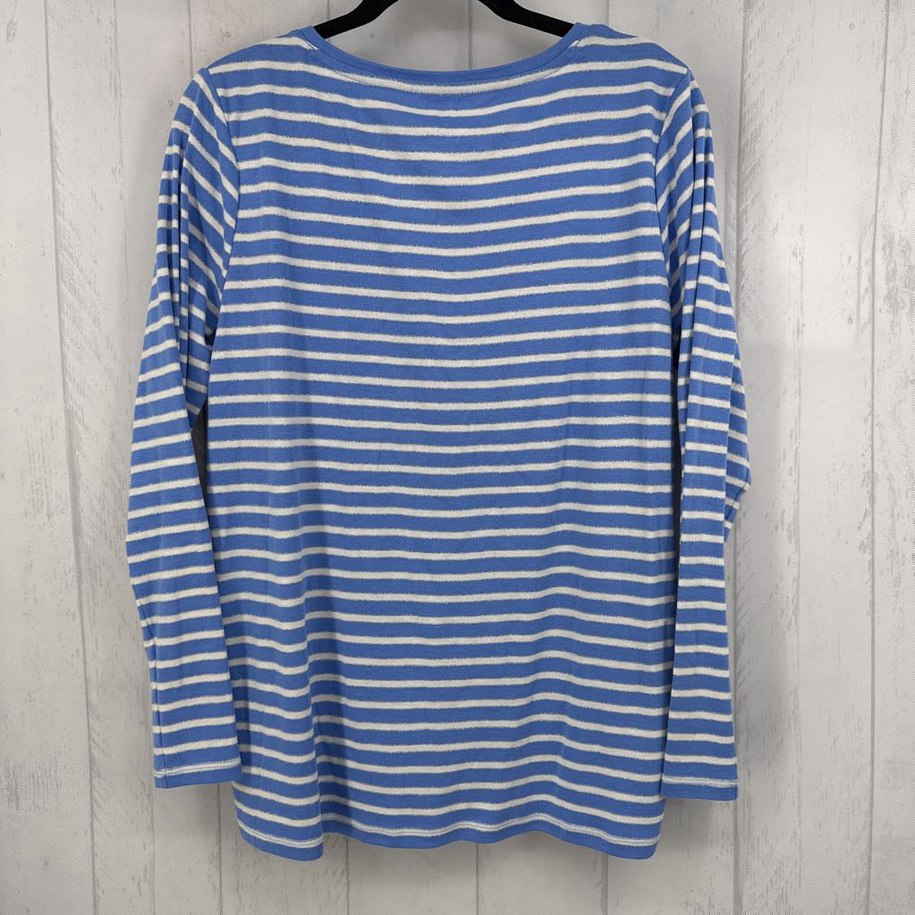 1X striped v-neck l/s tee