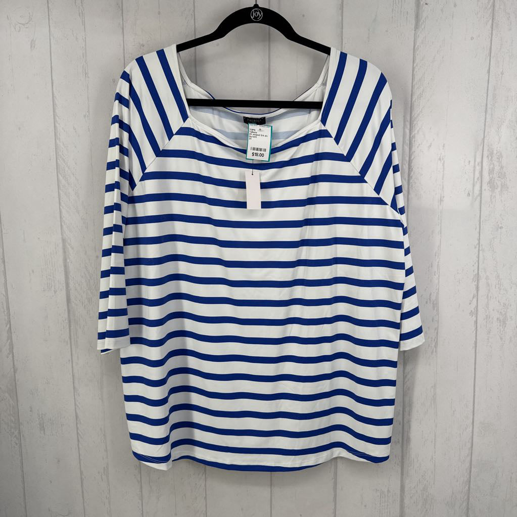 2X striped 3/4 slv tee