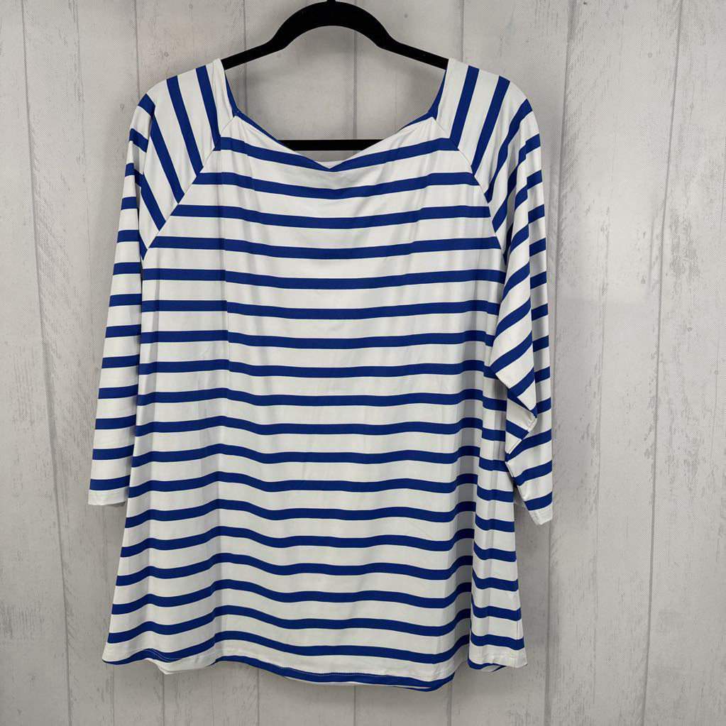 2X striped 3/4 slv tee