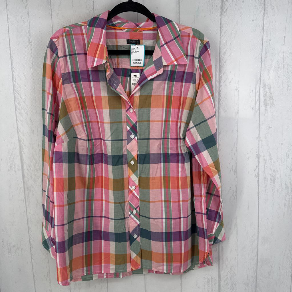R105 1X plaid button l/s tee