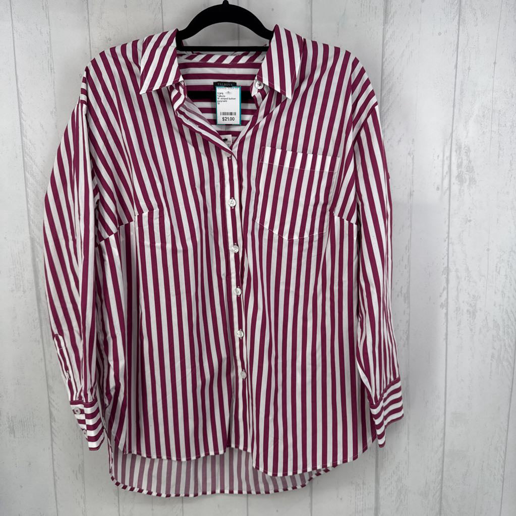 1X striped button down l/s top