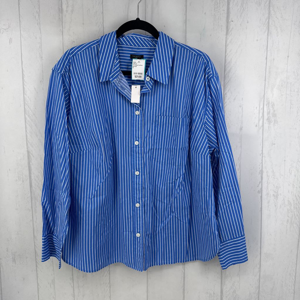 1X striped button down l/s top