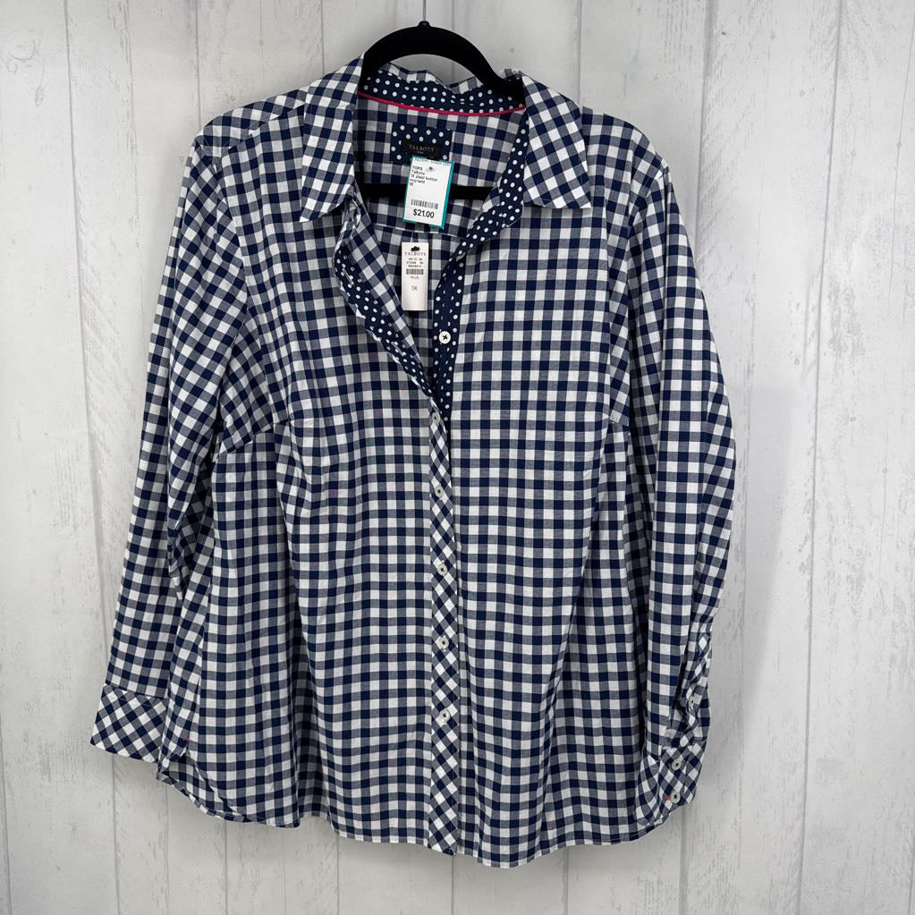 1X plaid button down l/s top