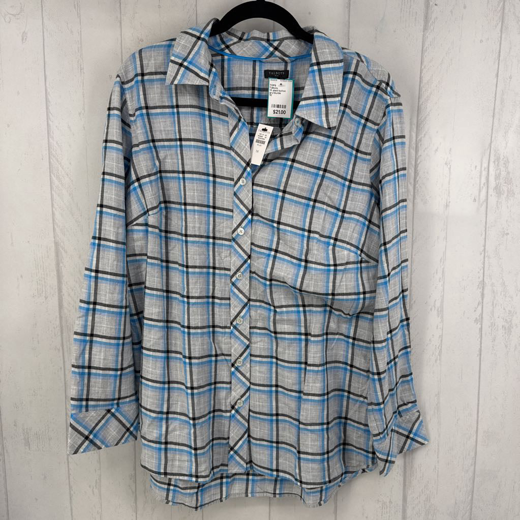 1X plaid button down l/s top