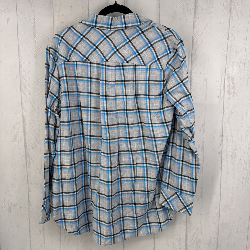 1X plaid button down l/s top