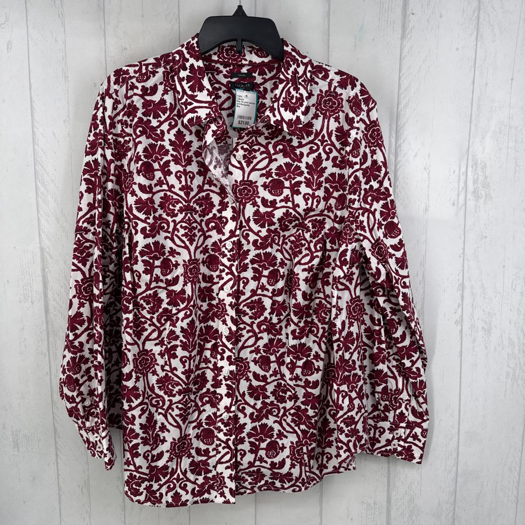 16w flo print button down l/s top