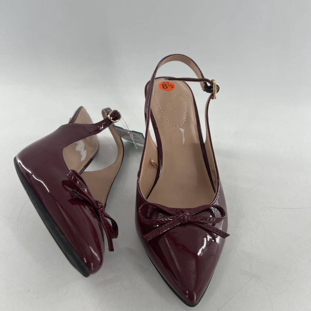 8.5 patent pointy toe bow slingback pumps