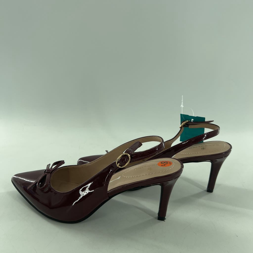 8.5 patent pointy toe bow slingback pumps