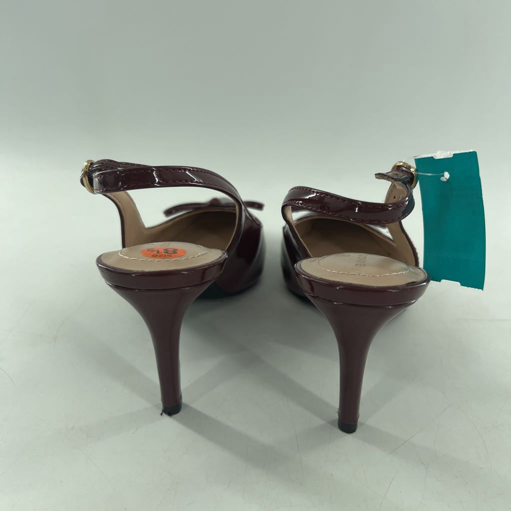 8.5 patent pointy toe bow slingback pumps