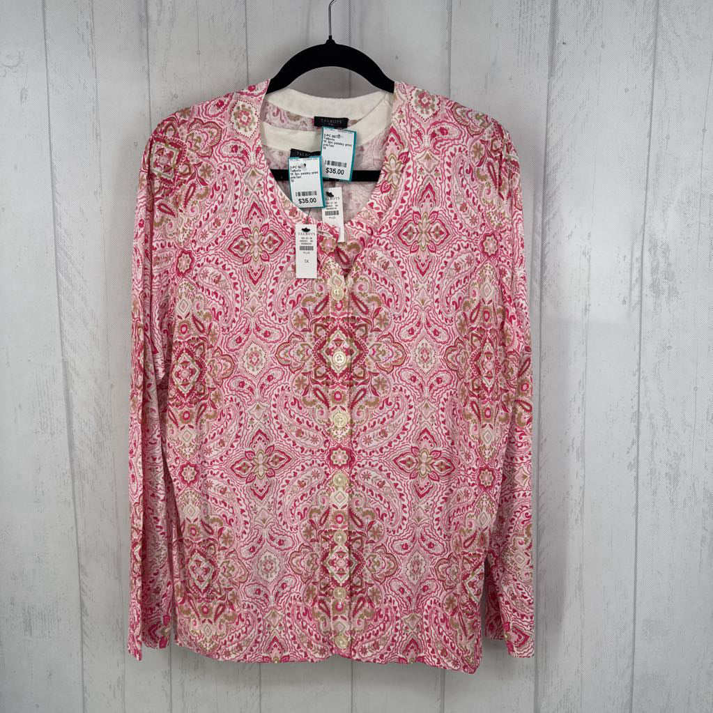 1X 2pc paisley print cami & cardi set