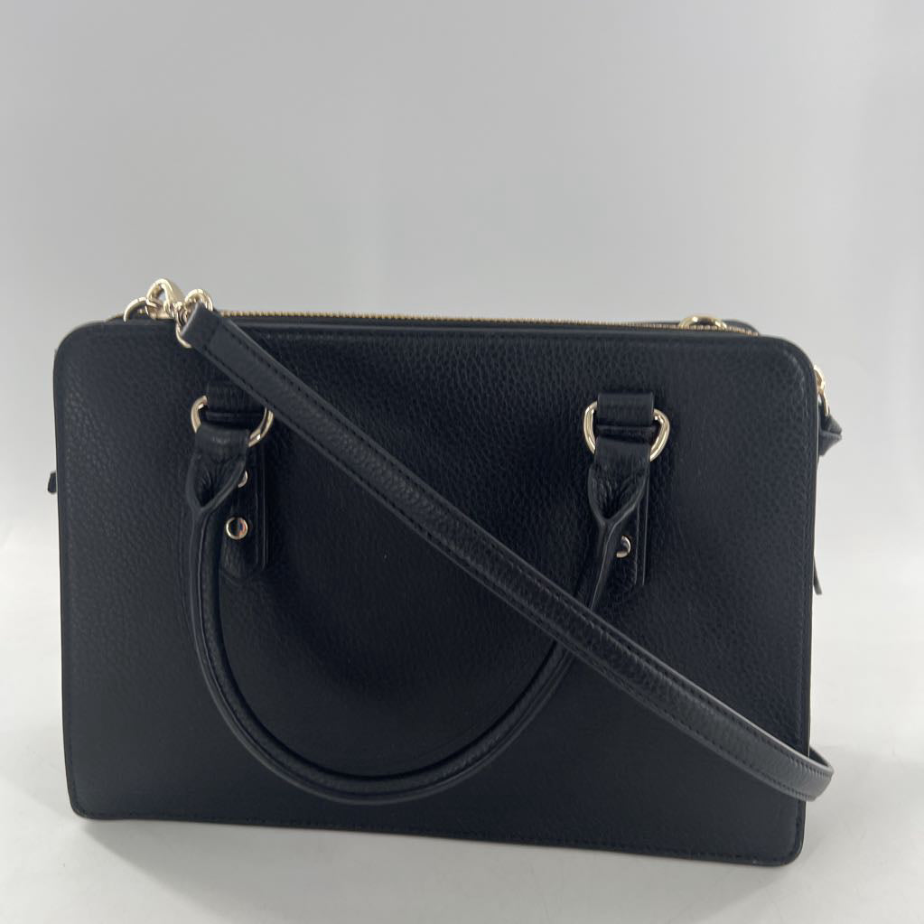 pebbled leather triple compartment satchel