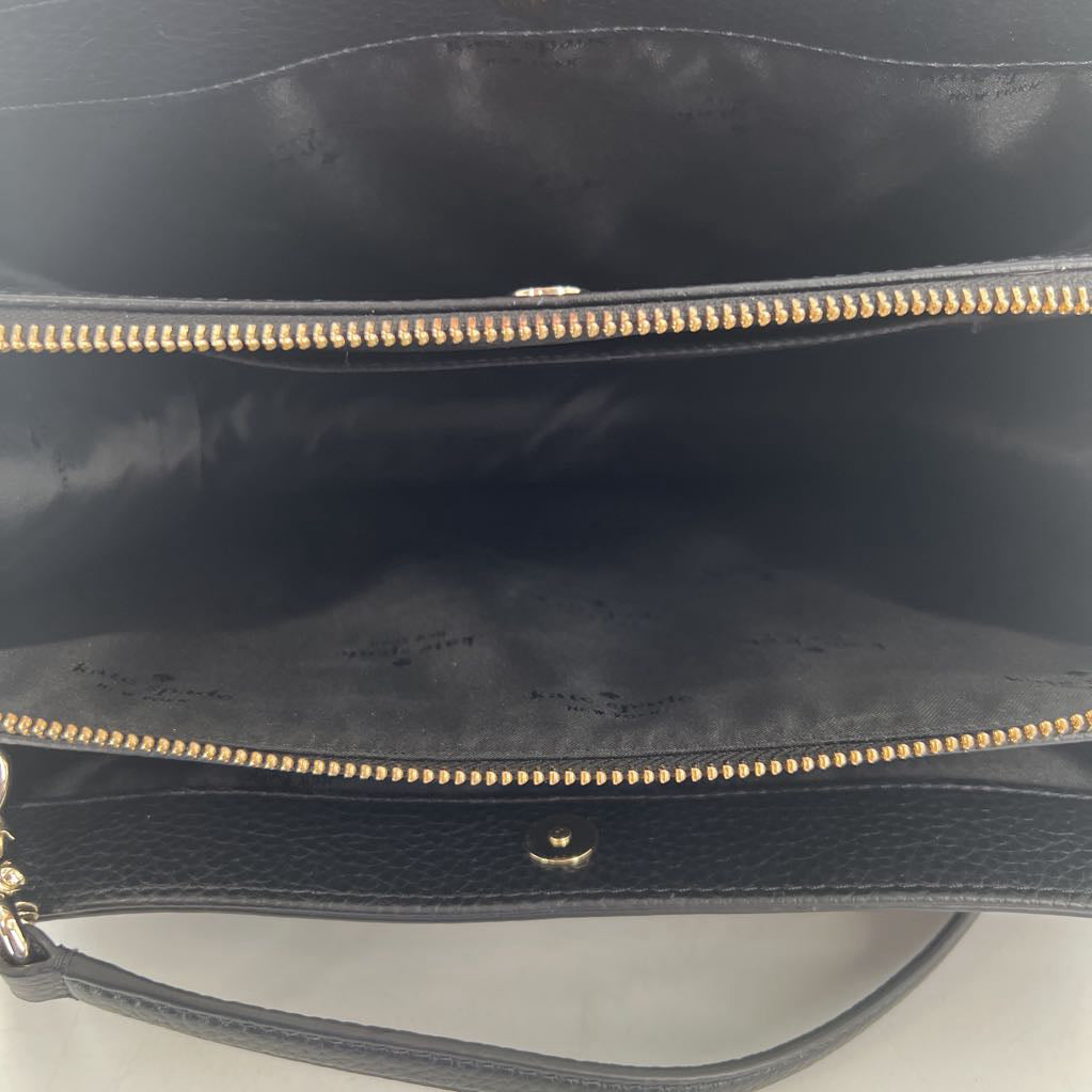 pebbled leather triple compartment satchel