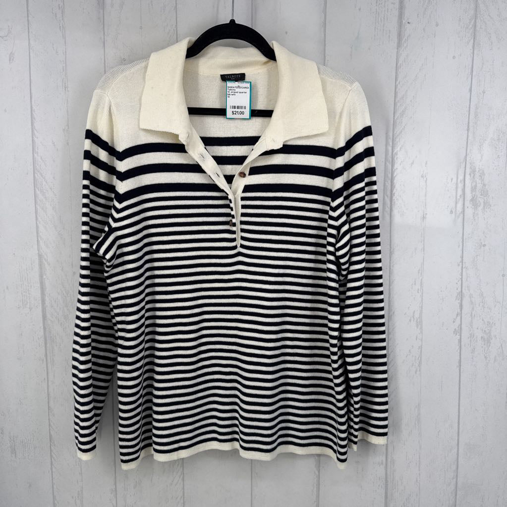 1X striped quarter button pullover
