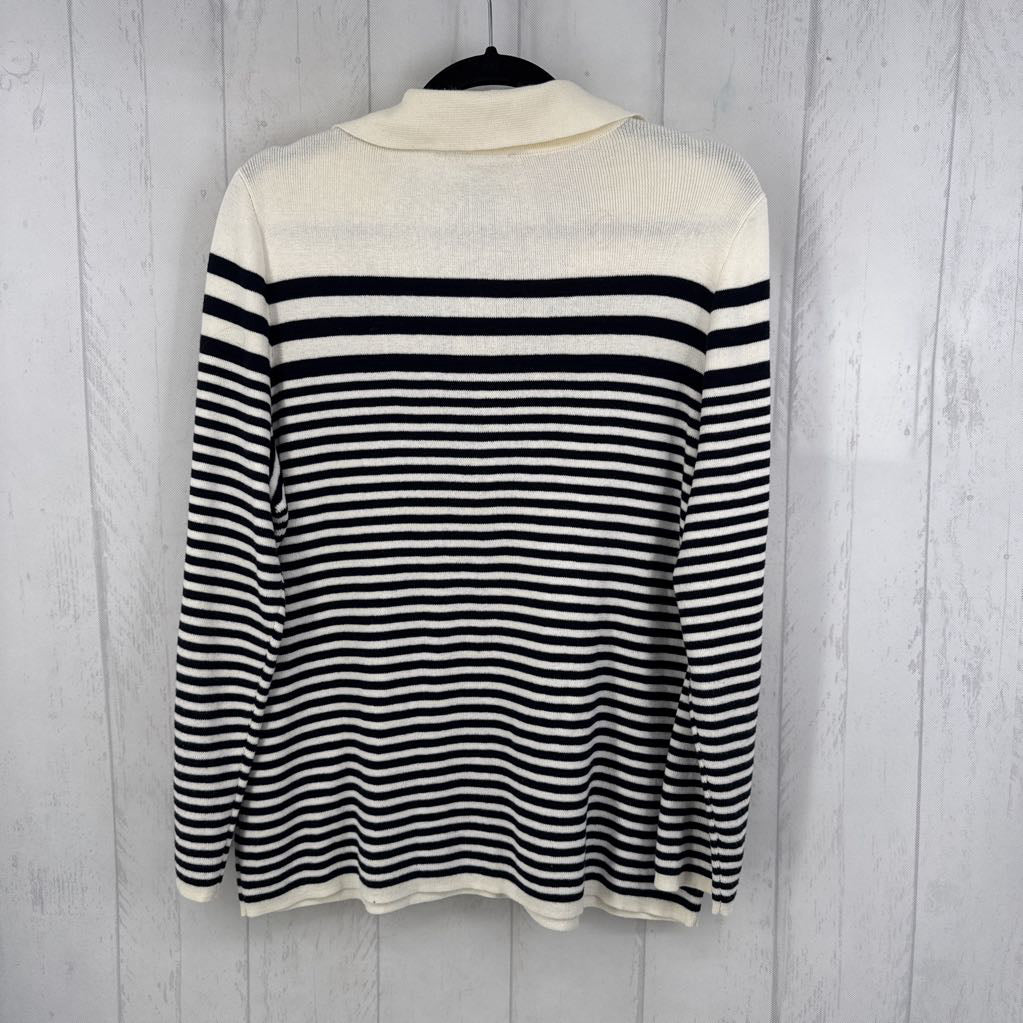 1X striped quarter button pullover