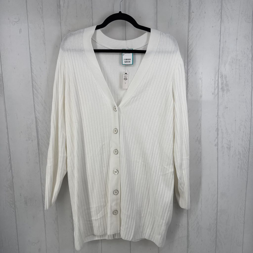 1X ribbed button down cardi
