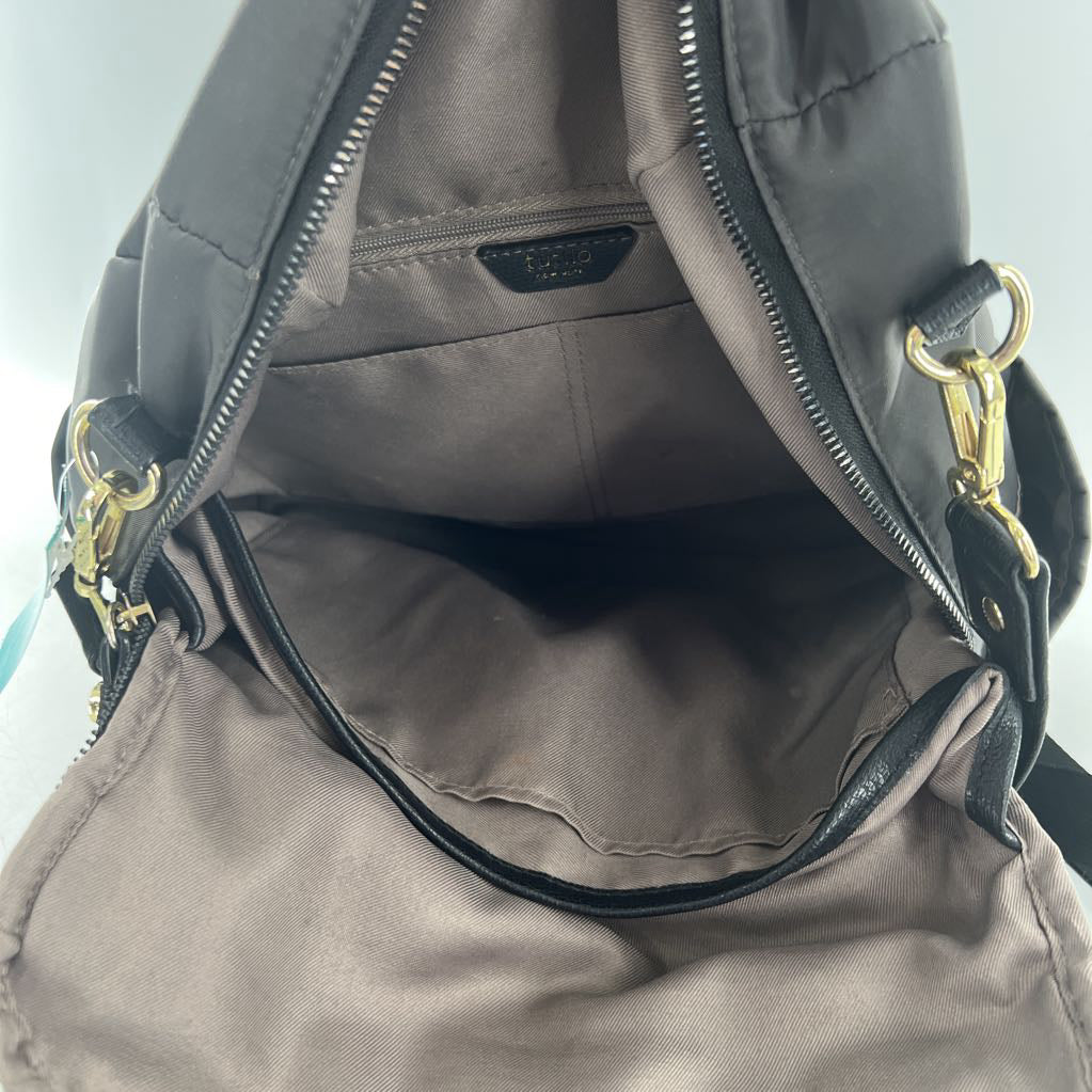 nylon/faux leather convertible backpack