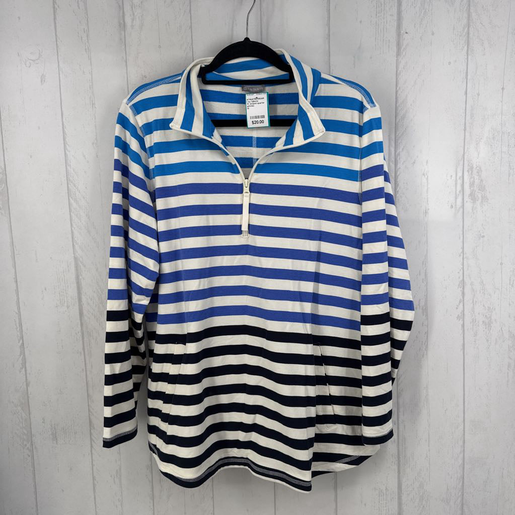 1X striped quarter zip pullover
