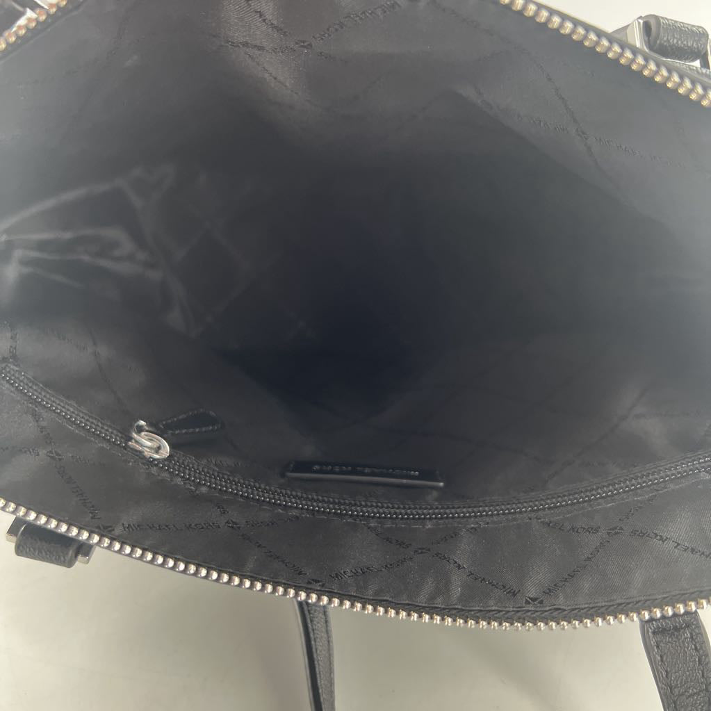 monogram top zip tote w/ open pockets