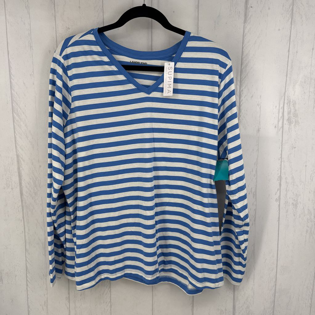 1X striped v-neck l/s tee