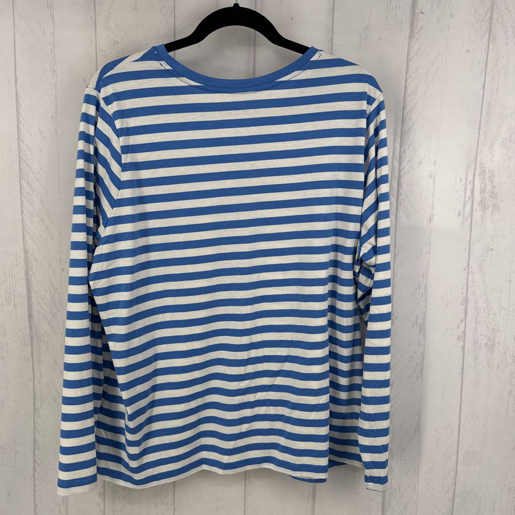 1X striped v-neck l/s tee
