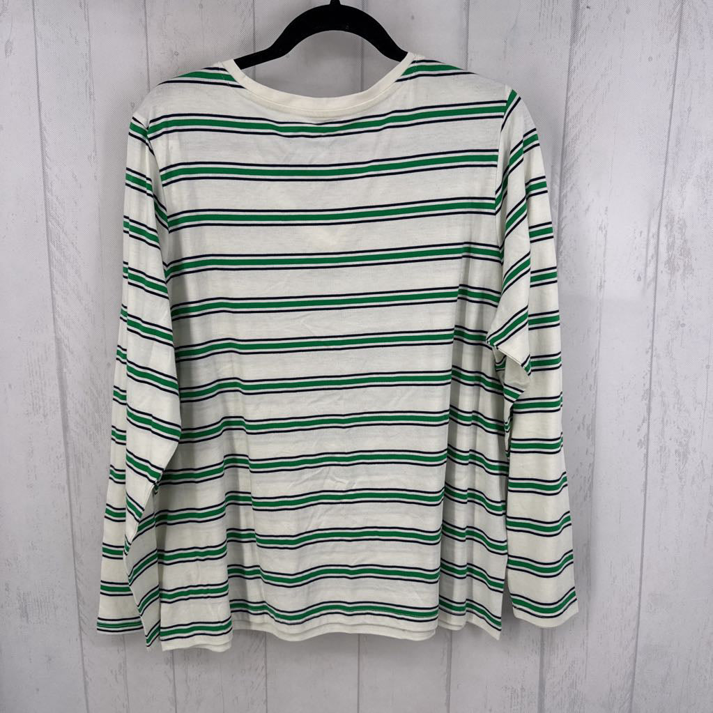 1X striped v-neck l/s tee