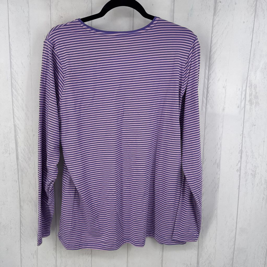 1X striped round neck l/s tee