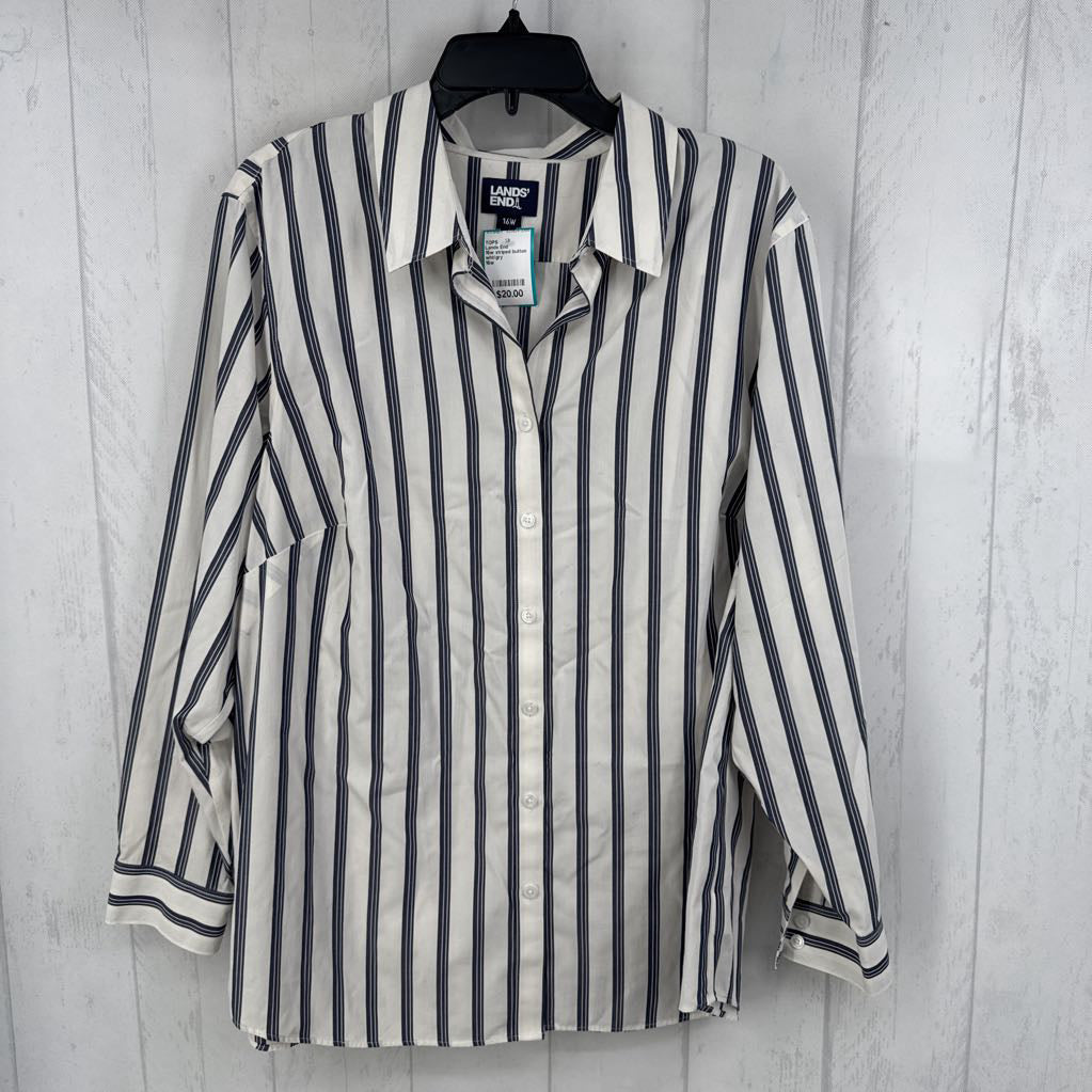 16w striped button down l/s top