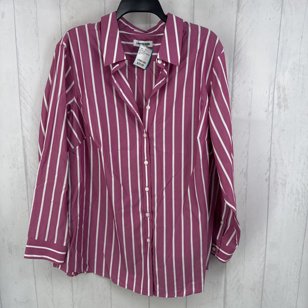 16w striped button down l/s top