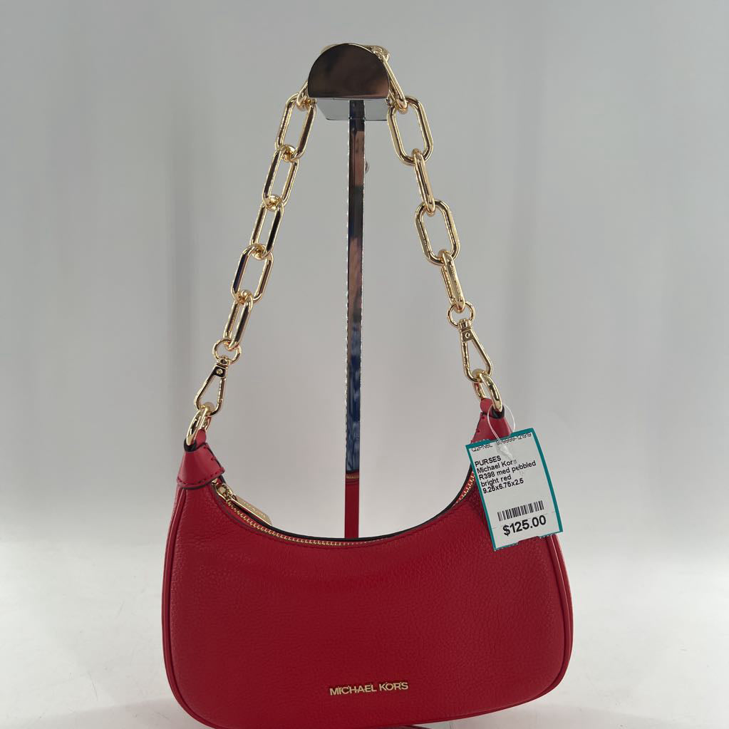 R398 med pebbled chain link strap shoulder bag