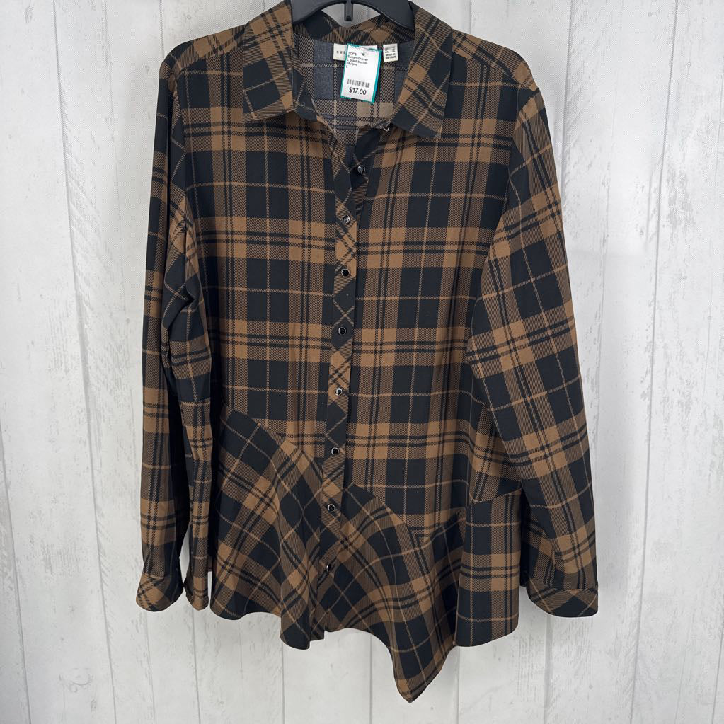 L plaid button down l/s top