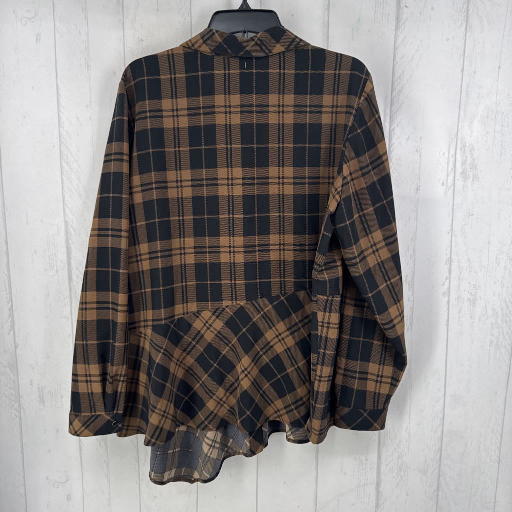 L plaid button down l/s top